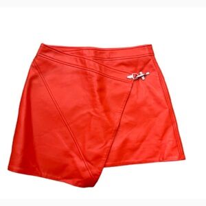 Blank NYC Streetwear Whimsy Preppy Orange Faux Mini Skirt